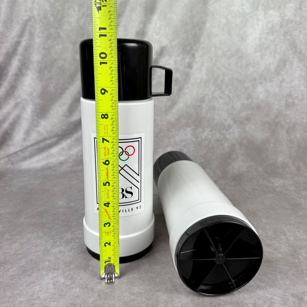 Vintage CBS Sports Albertville 1992 Winter Olympics Thermos Set of 2 White Black - Picture 16 of 16
